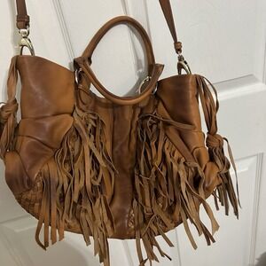 HYPE Leather Fringe Boho Bag Large GUC Hippie Western
